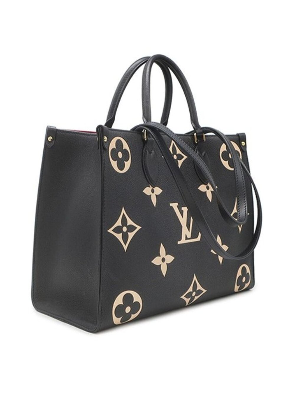 Louis Vuitton Tote Bag On The Go MM Monogram Empreinte Black Beige Gold Bicolor - Picture 2 of 10